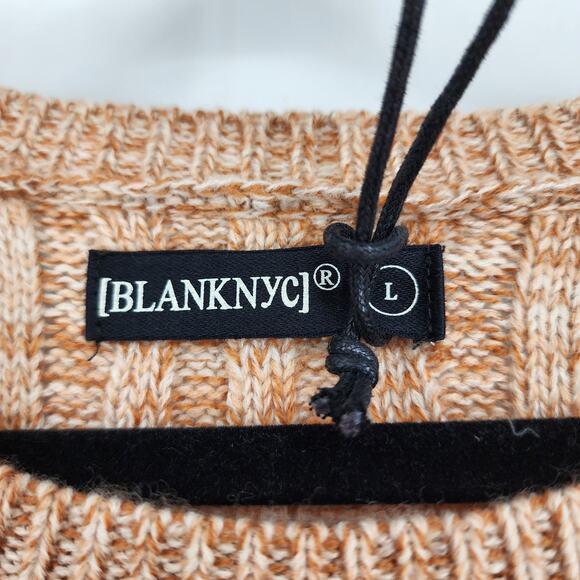 Blank NYC Heather Knit Pullover Ribbed Crew Neck Long Sleeve Sweater Size Large - Picture 4 of 6